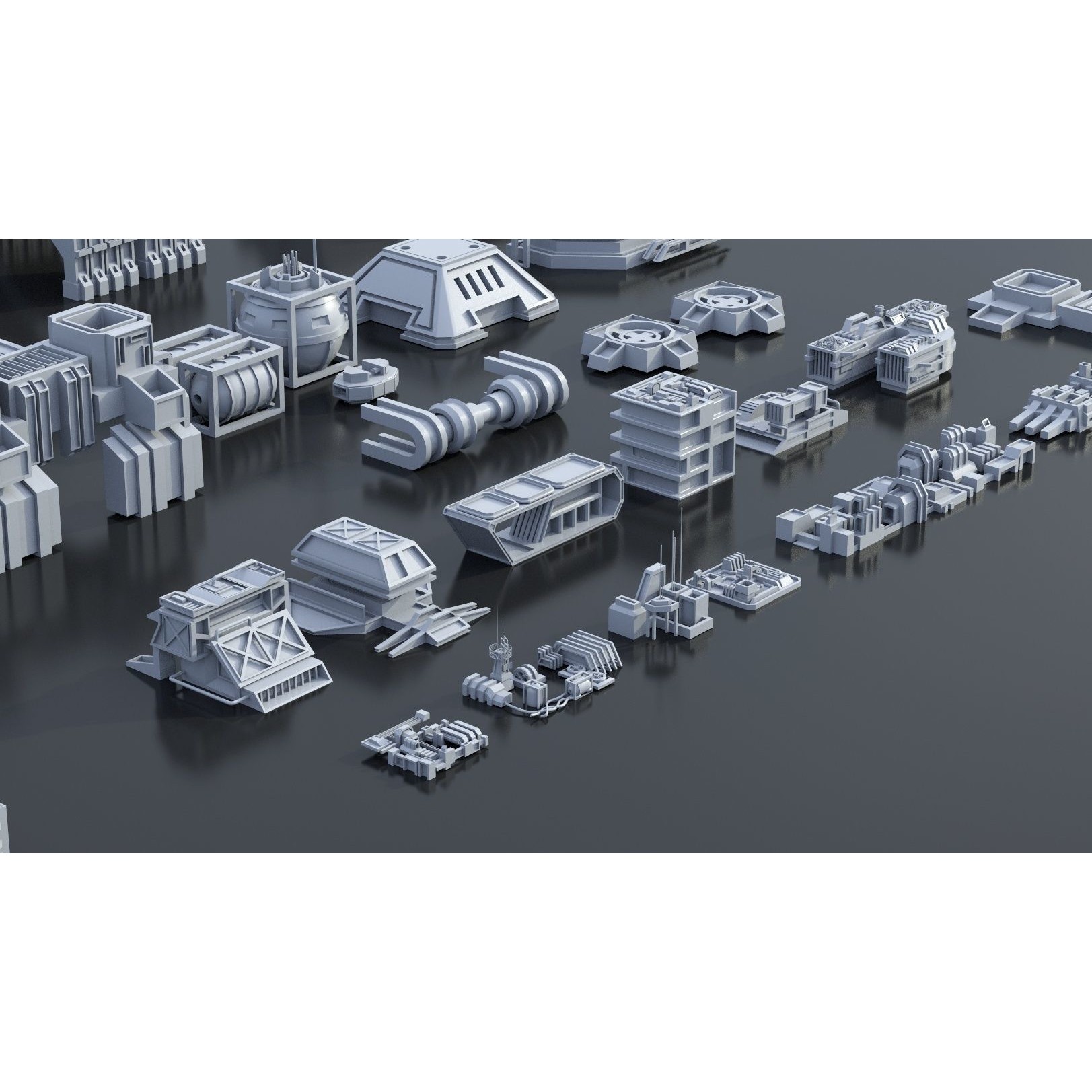 Sci-Fi Building Kitbash Pack - Low-Poly 3D Model - View 34