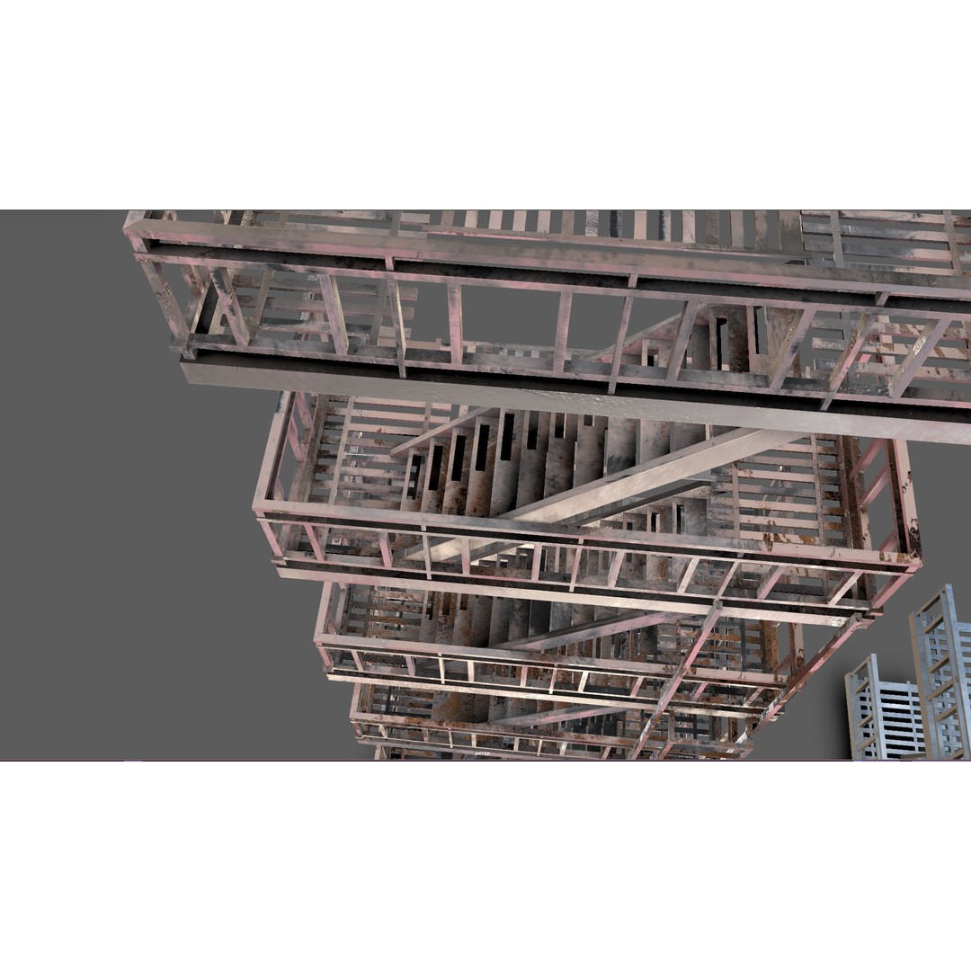 Fire Escape 3D Model – Low-Poly Game-Ready PBR Asset, FBX - View 14