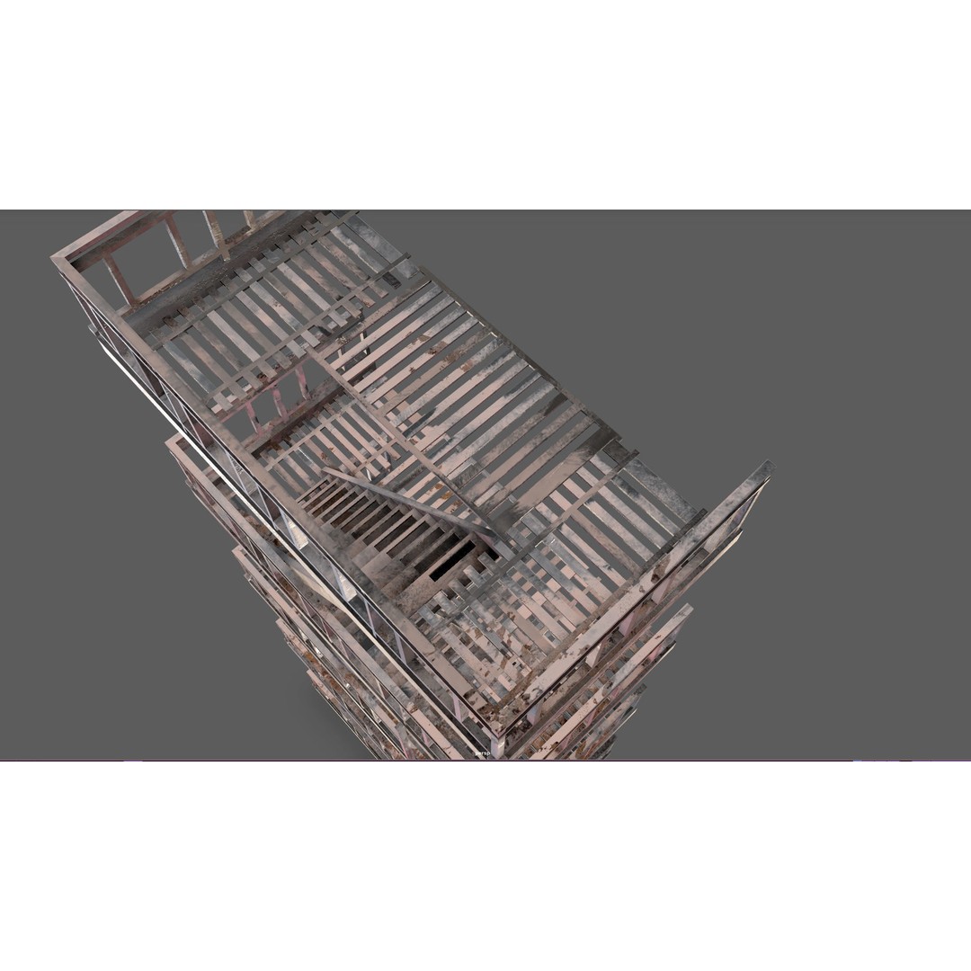 Fire Escape 3D Model – Low-Poly Game-Ready PBR Asset, FBX - View 16
