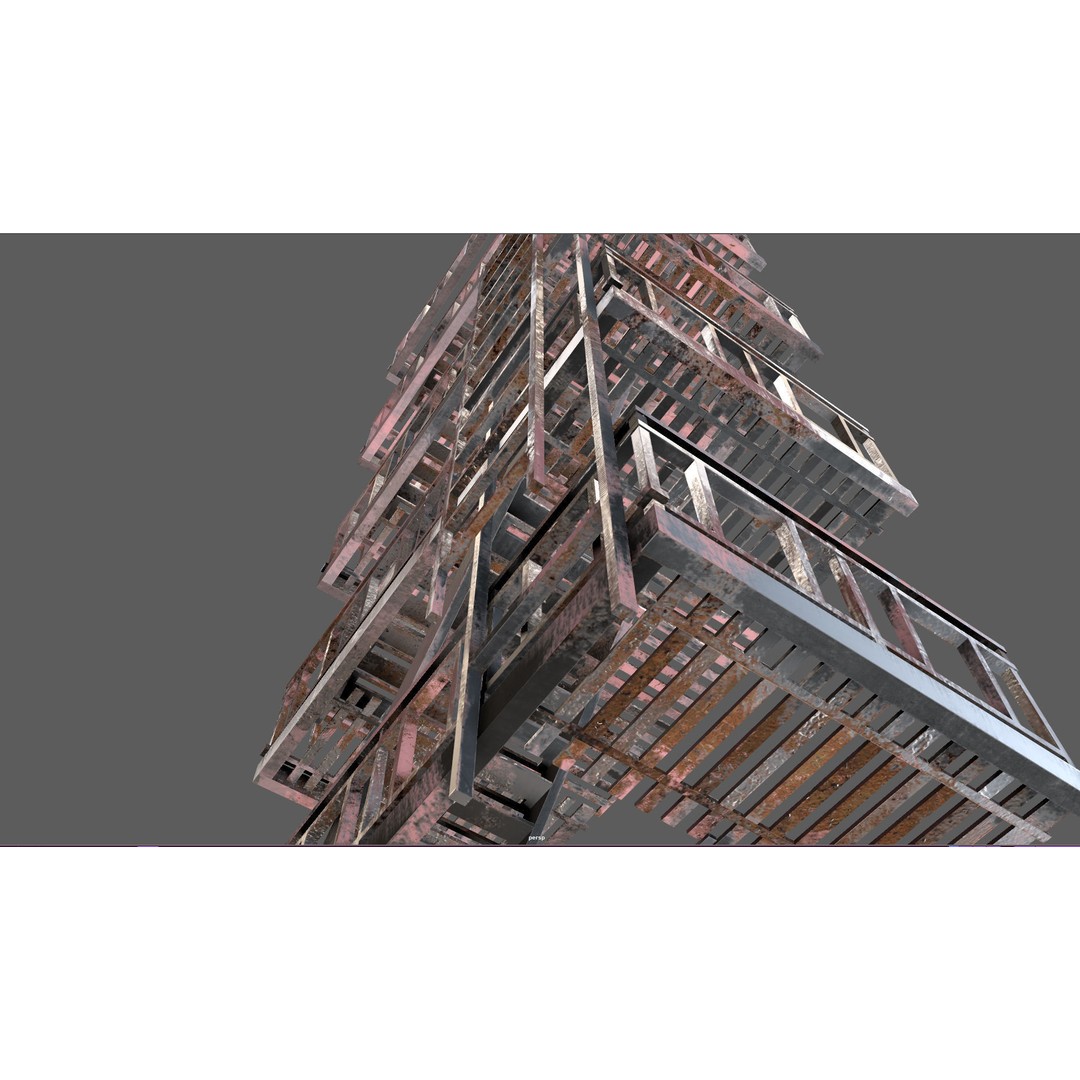 Fire Escape 3D Model – Low-Poly Game-Ready PBR Asset, FBX - View 17
