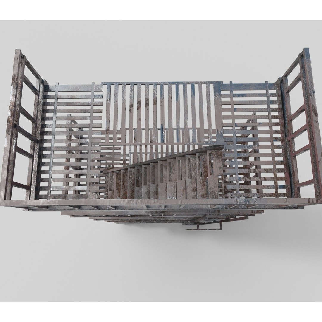 Fire Escape 3D Model – Low-Poly Game-Ready PBR Asset, FBX - View 4