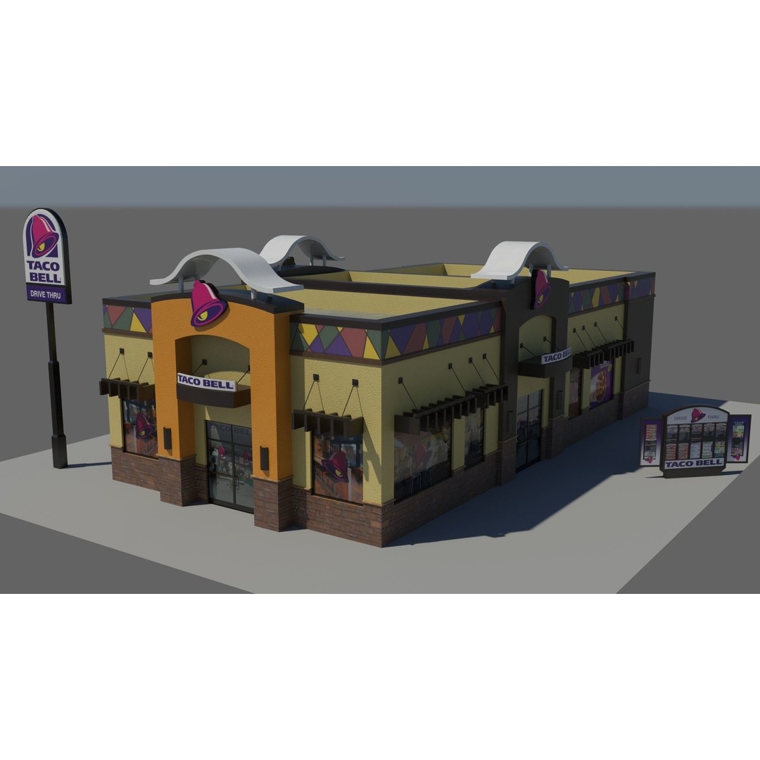 USA Chain Stores 3D Model – Low Poly Retail Buildings, FBX, Game Ready