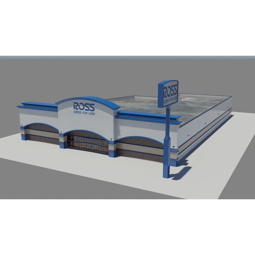 USA Chain Stores 3D Model – Low Poly Retail Buildings, FBX, Game Ready - View 10