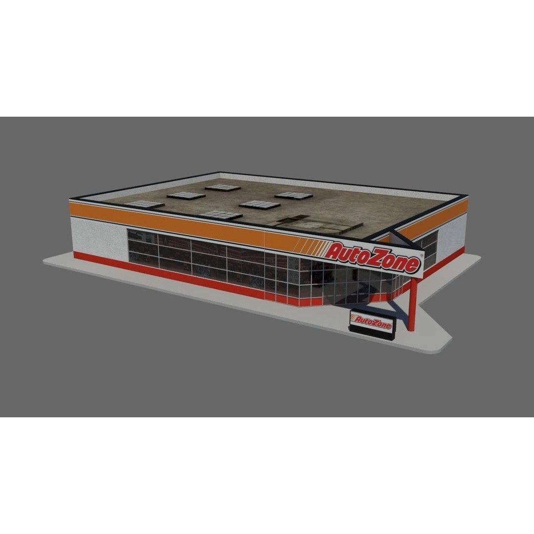 USA Chain Stores 3D Model – Low Poly Retail Buildings, FBX, Game Ready - View 3