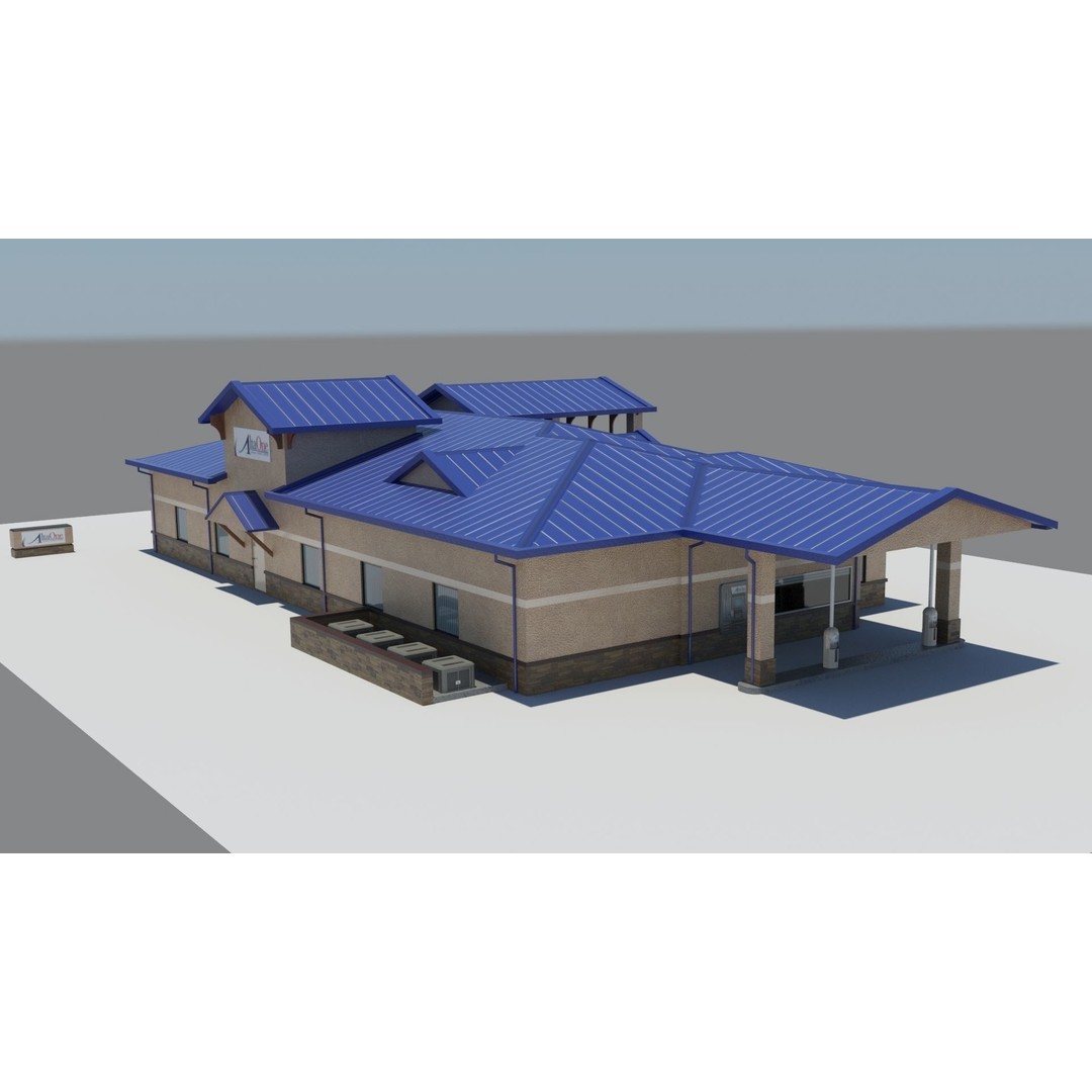 USA Chain Stores 3D Model – Low Poly Retail Buildings, FBX, Game Ready - View 4