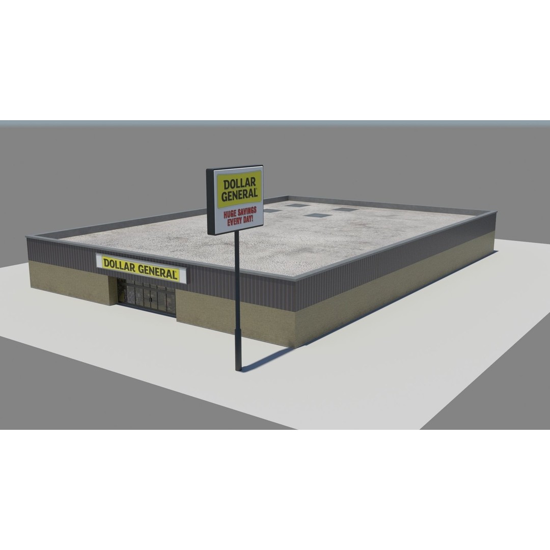 USA Chain Stores 3D Model – Low Poly Retail Buildings, FBX, Game Ready - View 5