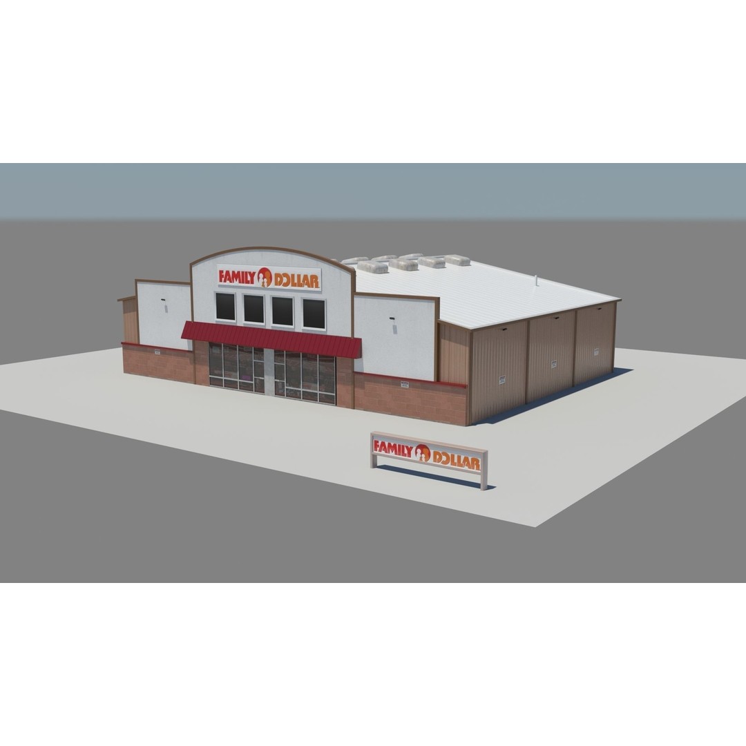 USA Chain Stores 3D Model – Low Poly Retail Buildings, FBX, Game Ready - View 6