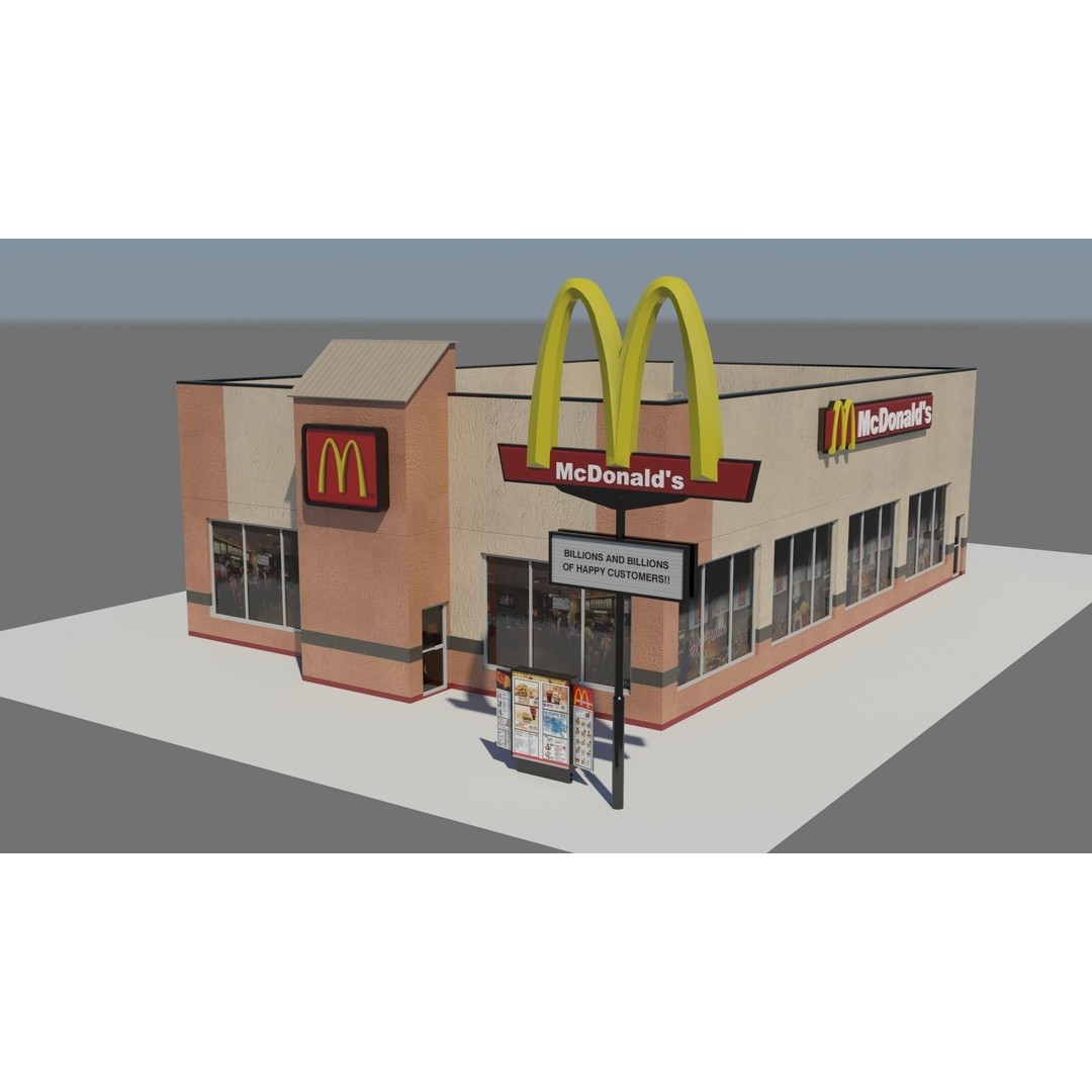 USA Chain Stores 3D Model – Low Poly Retail Buildings, FBX, Game Ready - View 7