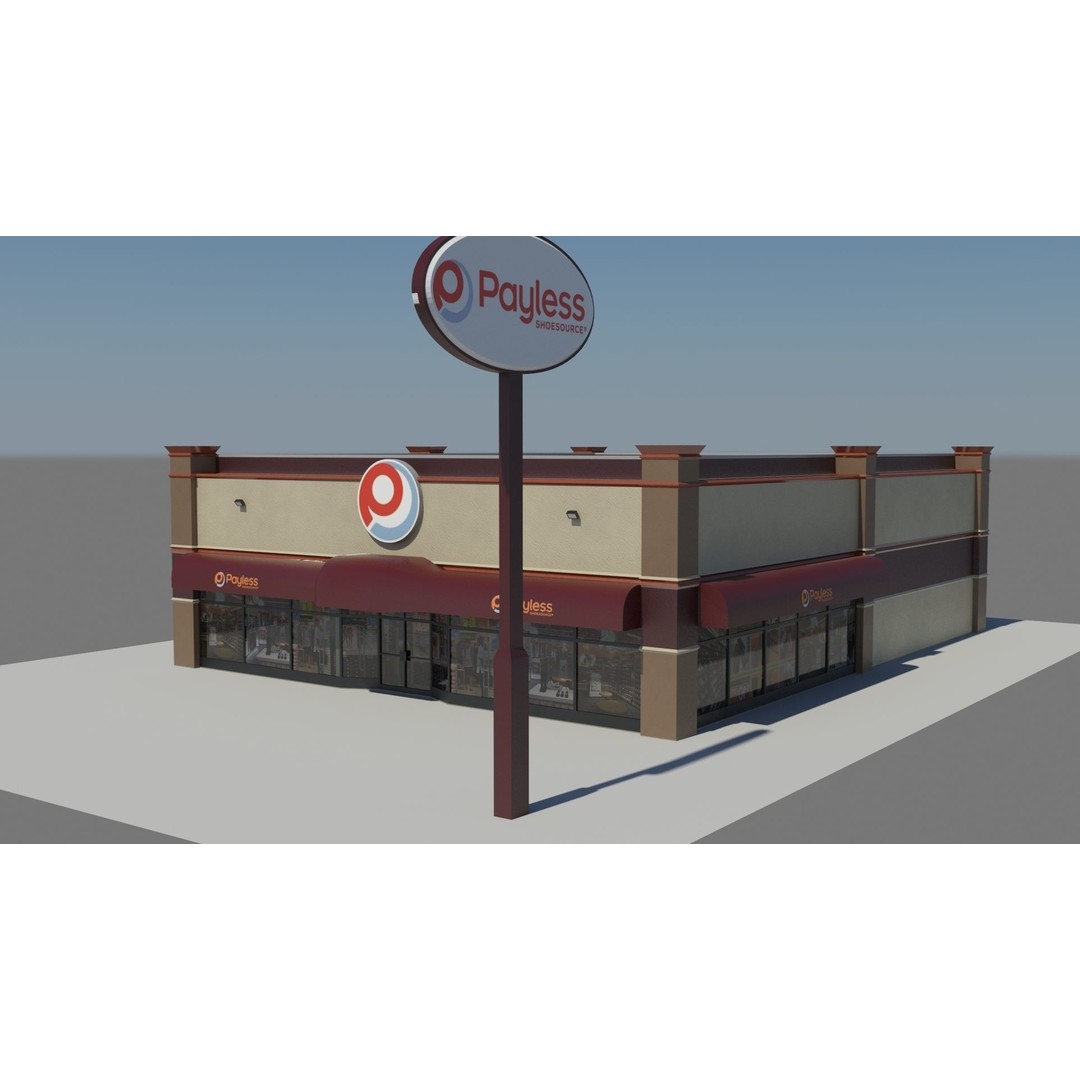 USA Chain Stores 3D Model – Low Poly Retail Buildings, FBX, Game Ready - View 8