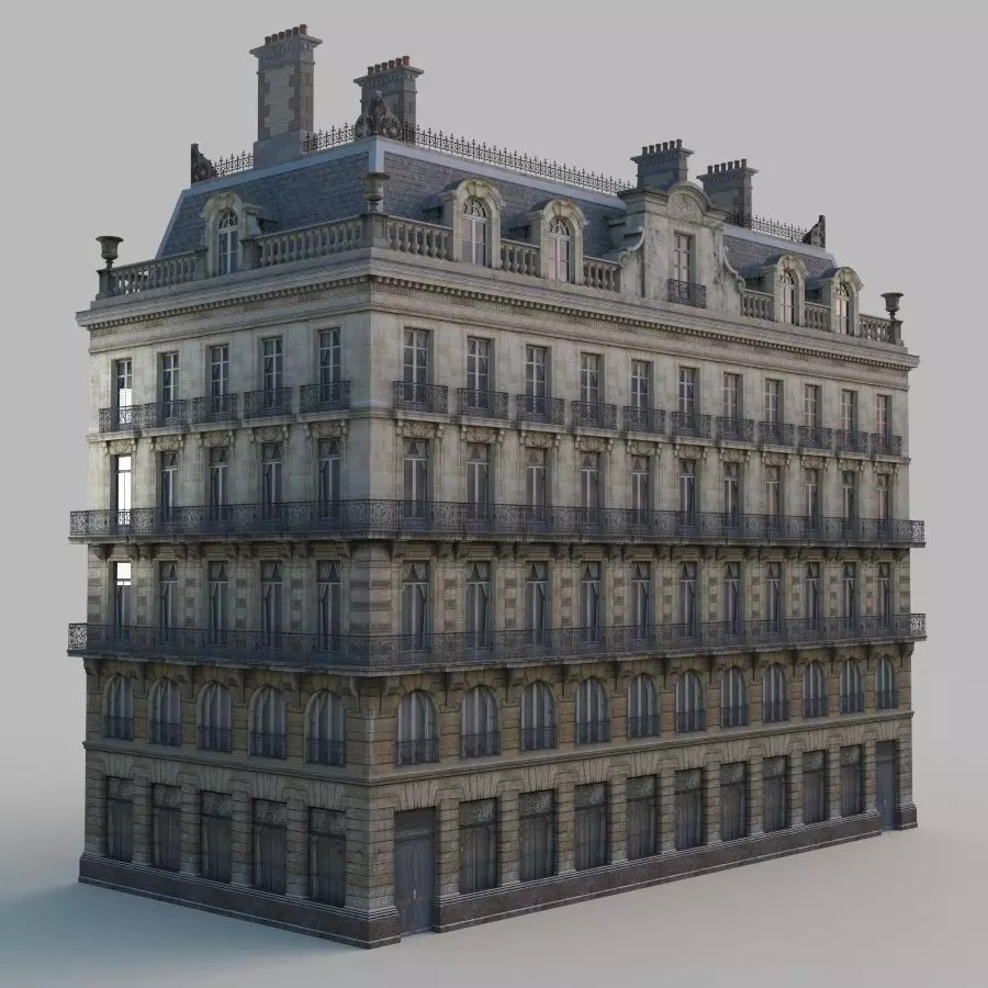 European House 3D Model – Low Poly Architectural Asset, FBX, OBJ - View 2