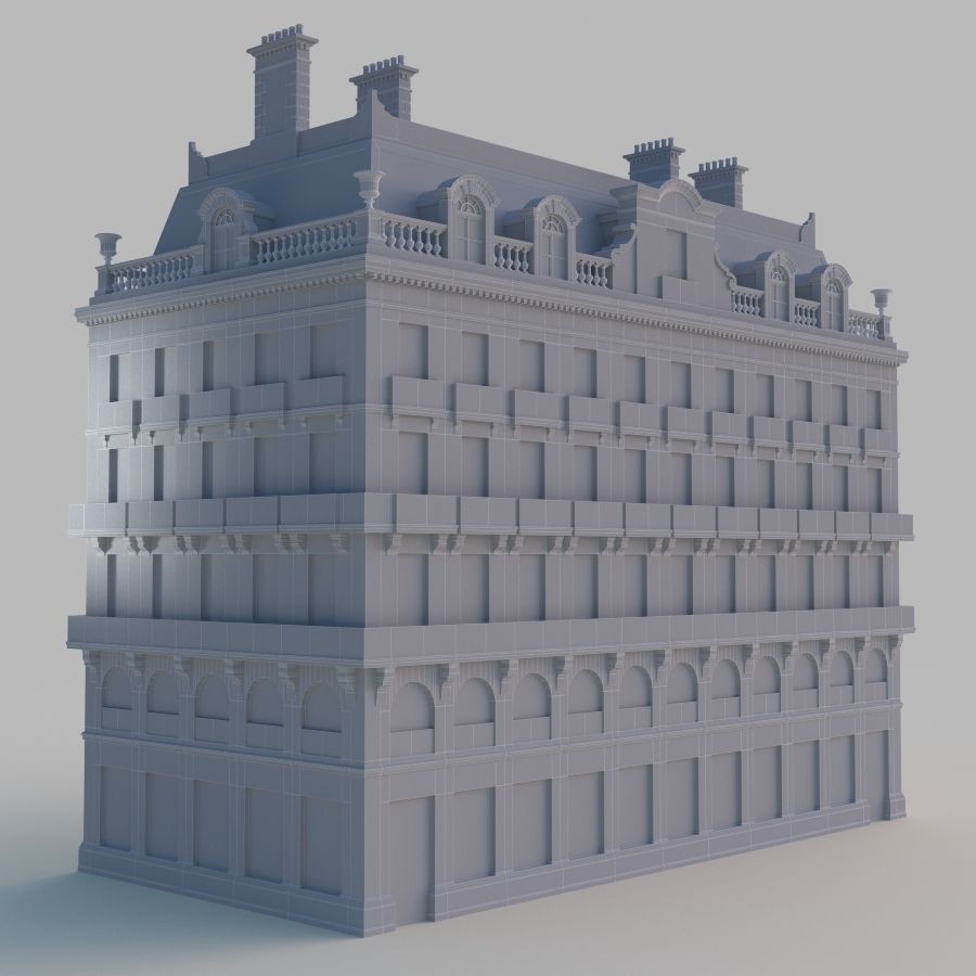 European House 3D Model – Low Poly Architectural Asset, FBX, OBJ - View 3