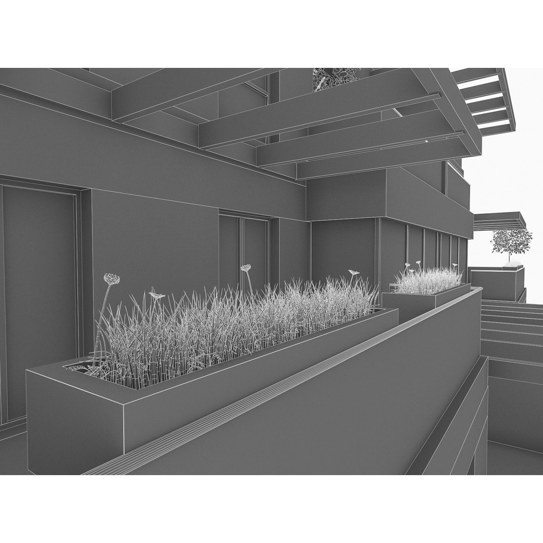 Condominium 3D Model – Low Poly Residential Building, FBX - View 11