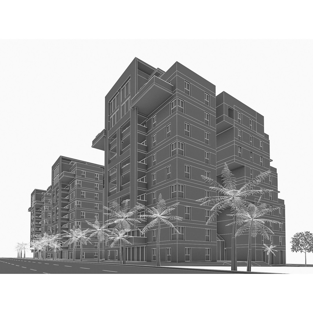 Condominium 3D Model – Low Poly Residential Building, FBX - View 13