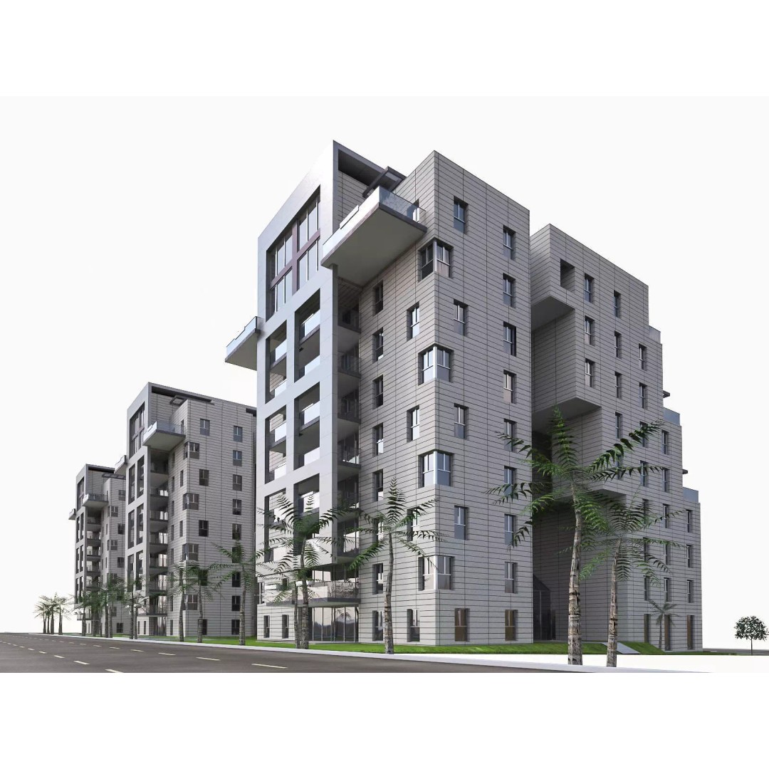 Condominium 3D Model – Low Poly Residential Building, FBX - View 2