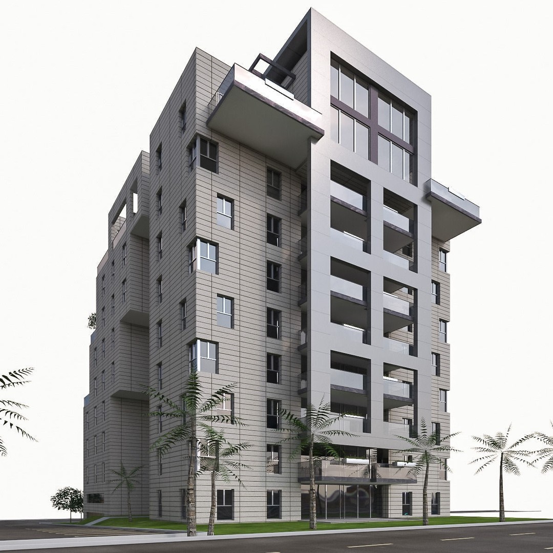 Condominium 3D Model – Low Poly Residential Building, FBX - View 4