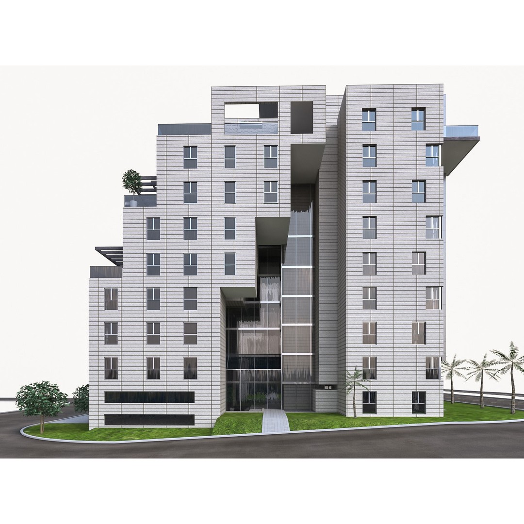 Condominium 3D Model – Low Poly Residential Building, FBX - View 5