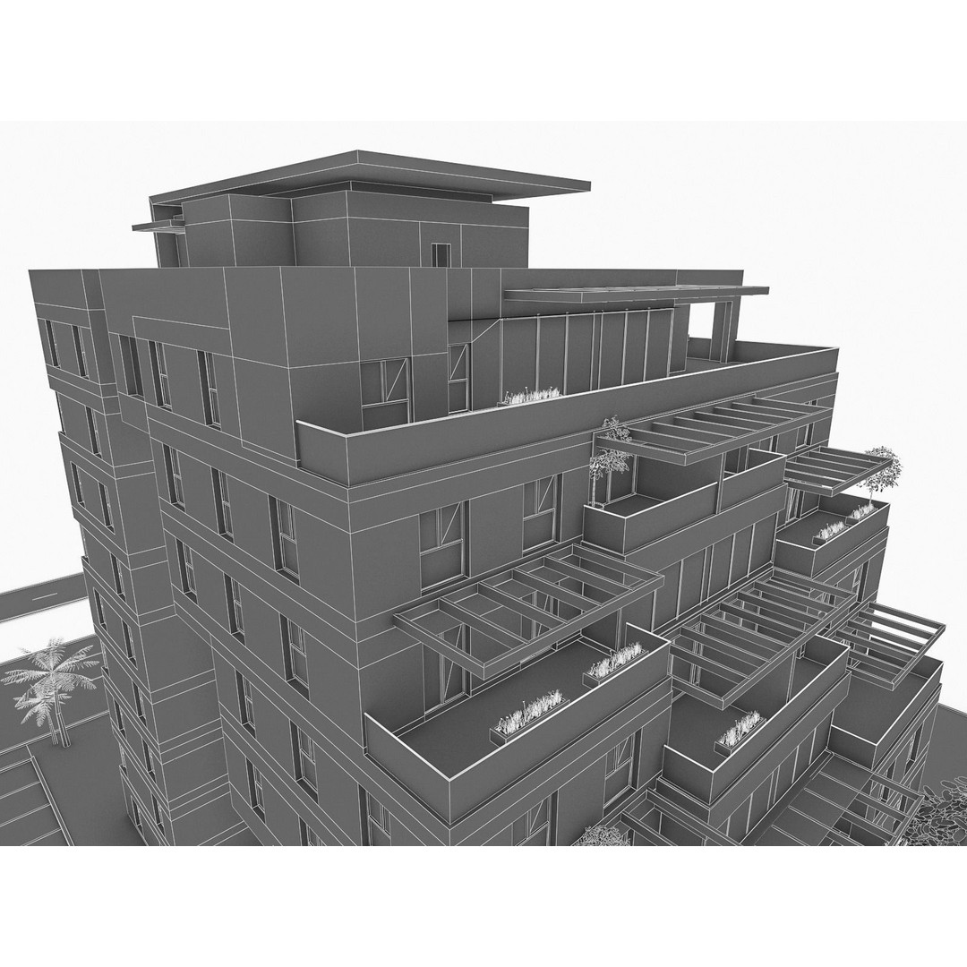 Condominium 3D Model – Low Poly Residential Building, FBX - View 7