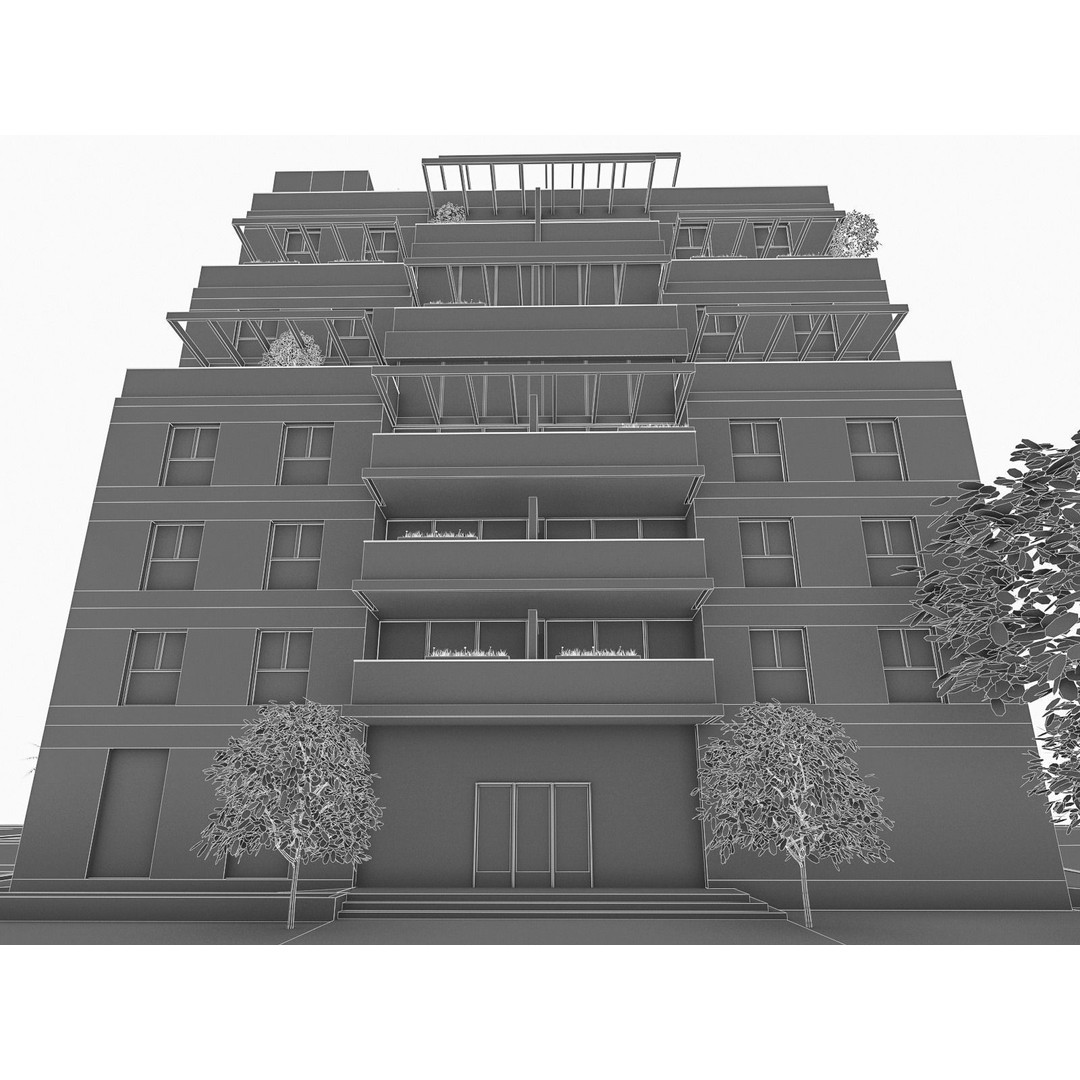Condominium 3D Model – Low Poly Residential Building, FBX - View 8