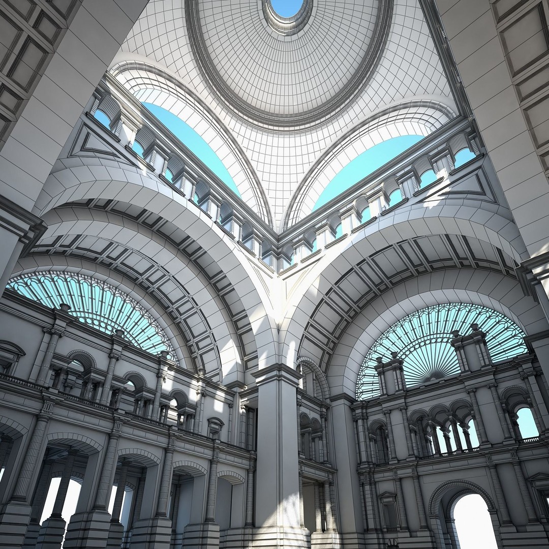 Great Hall 3D Model – Classical Interior with Detailed Textures, FBX, OBJ