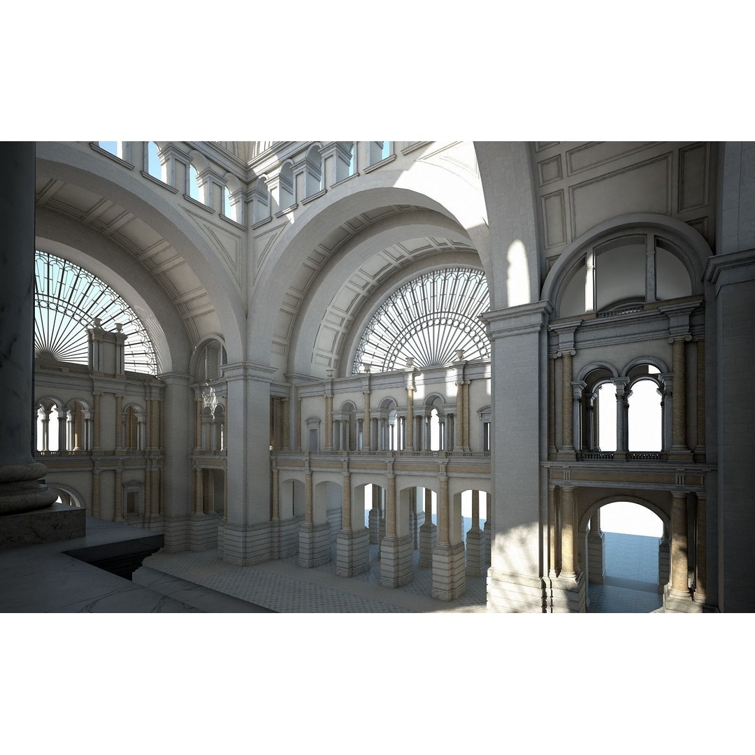 Great Hall 3D Model – Classical Interior with Detailed Textures, FBX, OBJ - View 13