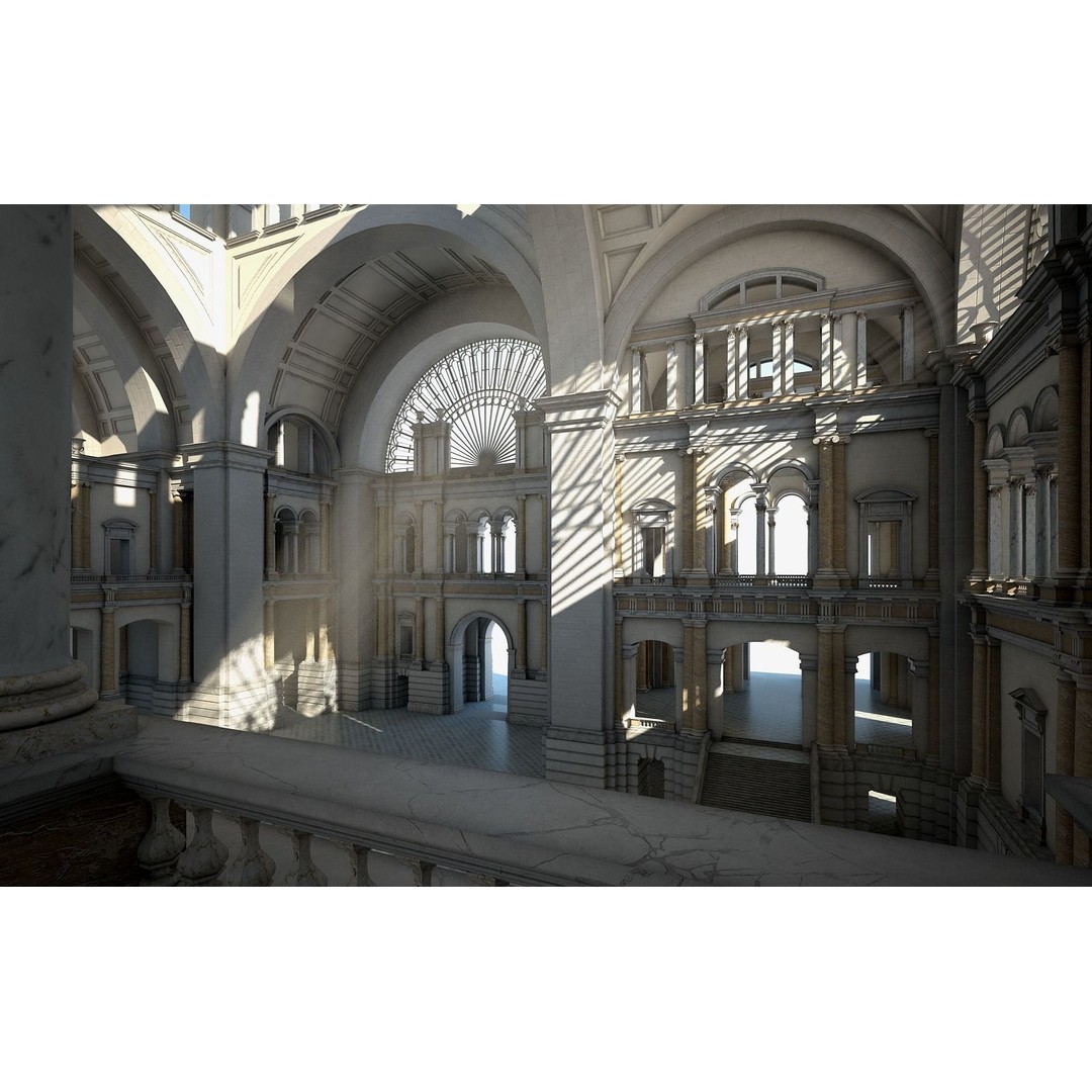 Great Hall 3D Model – Classical Interior with Detailed Textures, FBX, OBJ - View 14