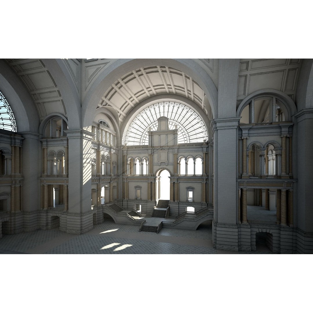 Great Hall 3D Model – Classical Interior with Detailed Textures, FBX, OBJ - View 16
