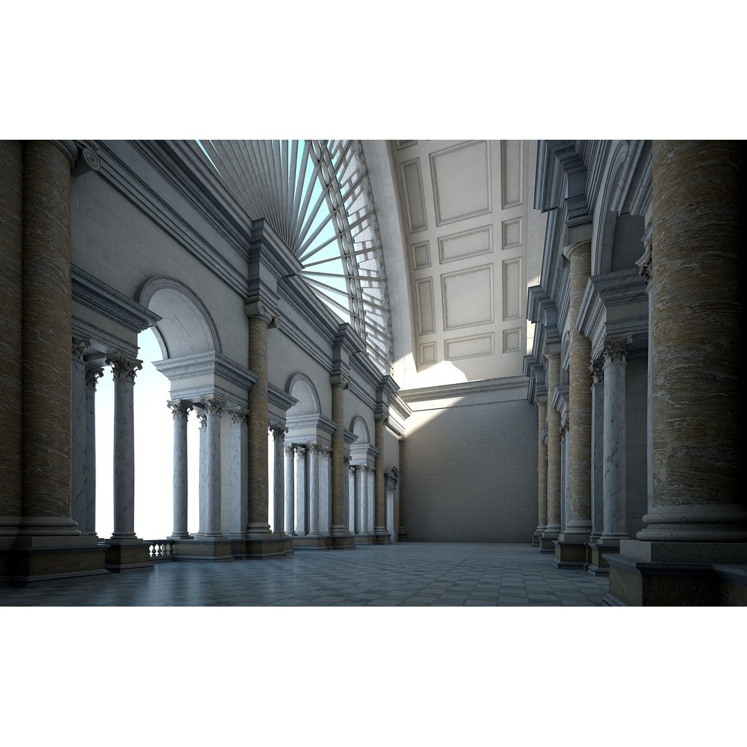 Great Hall 3D Model – Classical Interior with Detailed Textures, FBX, OBJ - View 17