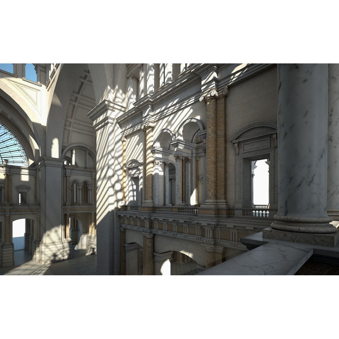 Great Hall 3D Model – Classical Interior with Detailed Textures, FBX, OBJ - View 18