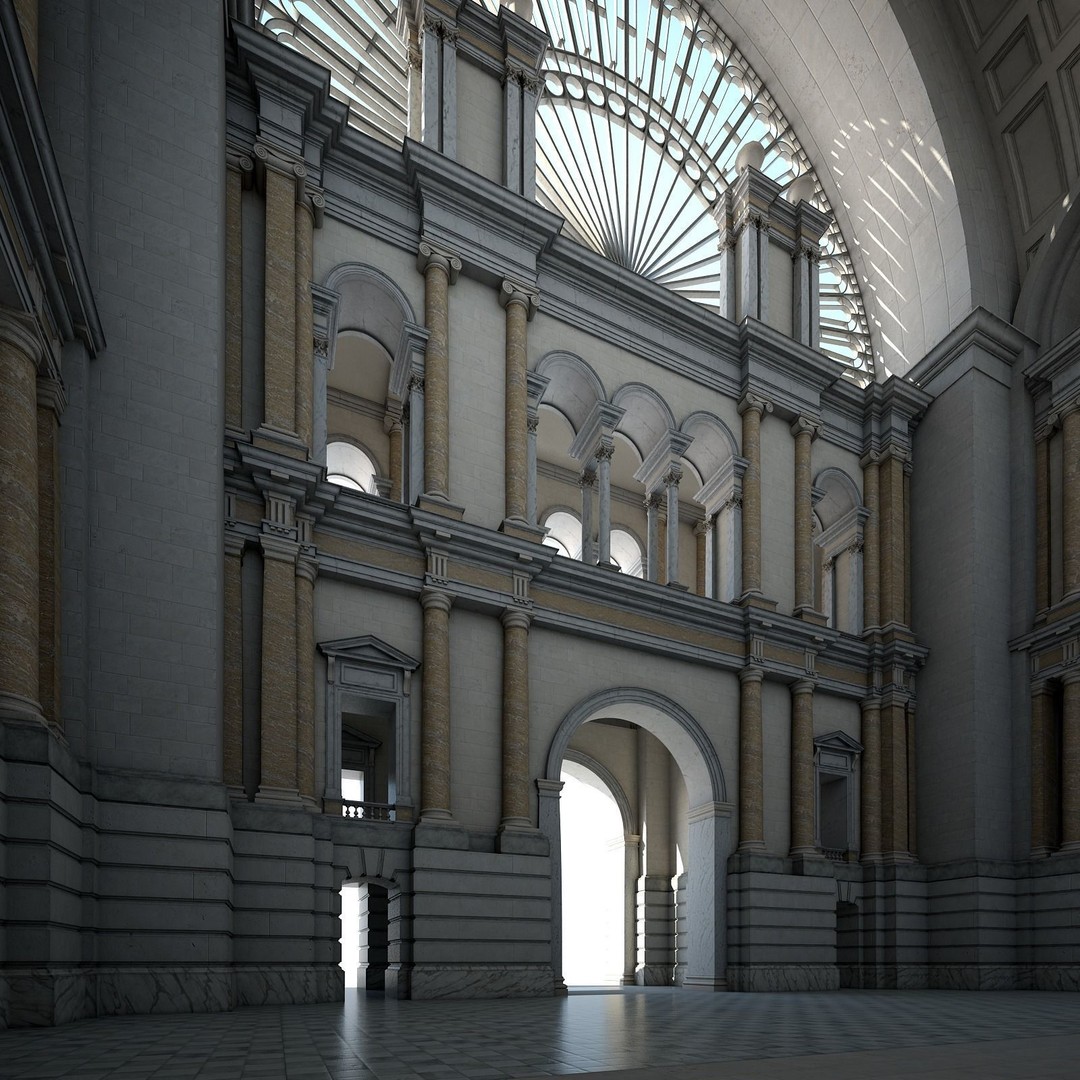 Great Hall 3D Model – Classical Interior with Detailed Textures, FBX, OBJ - View 19