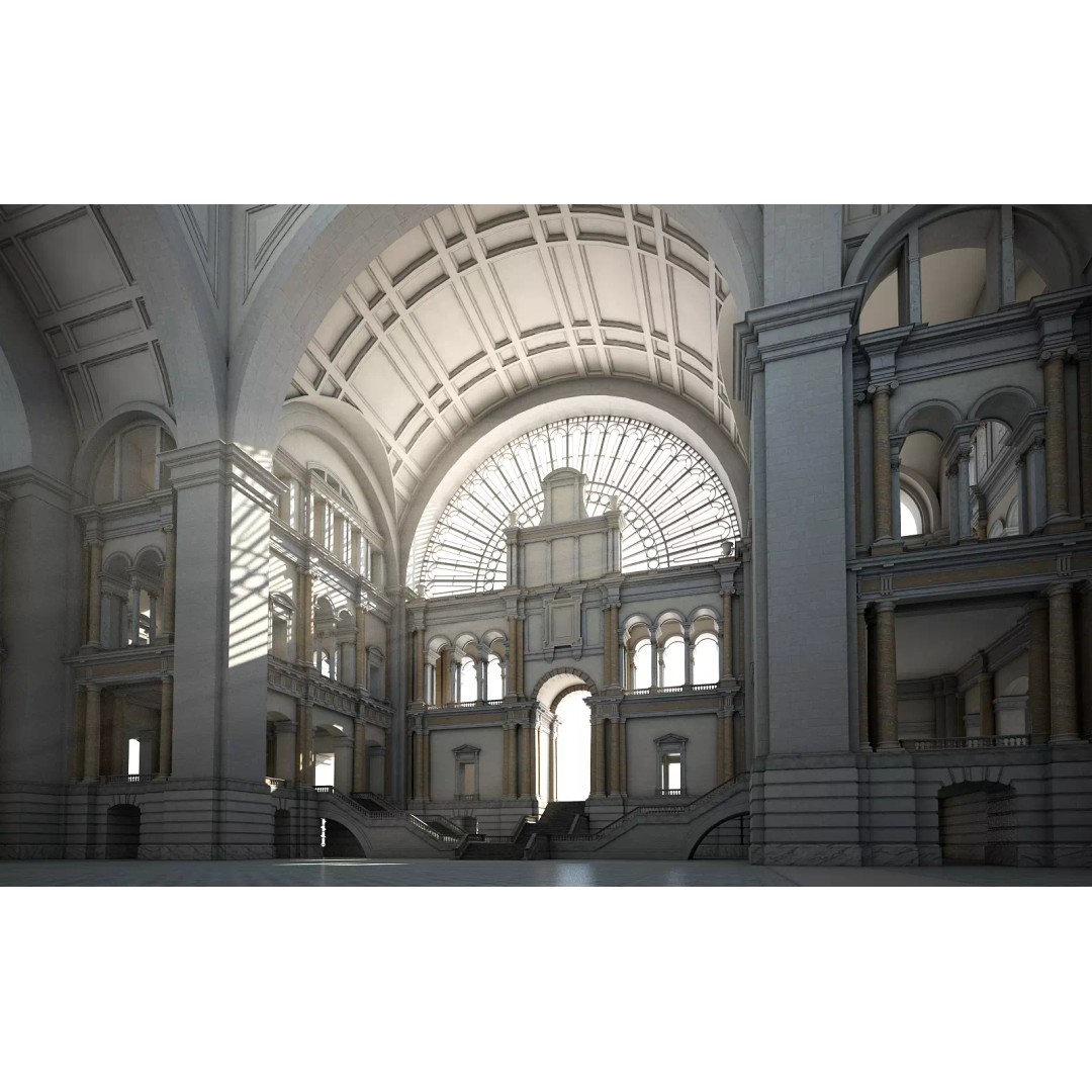 Great Hall 3D Model – Classical Interior with Detailed Textures, FBX, OBJ - View 2