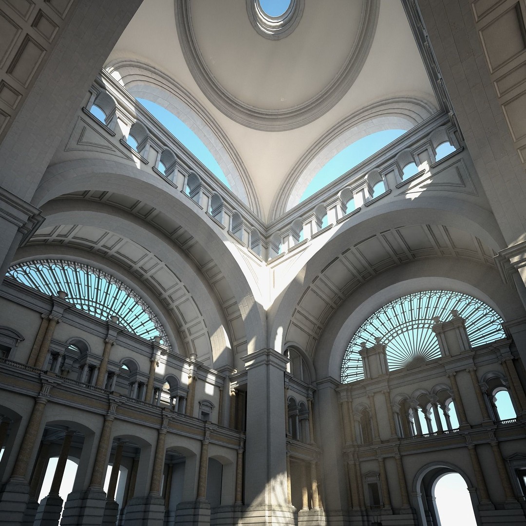 Great Hall 3D Model – Classical Interior with Detailed Textures, FBX, OBJ - View 23