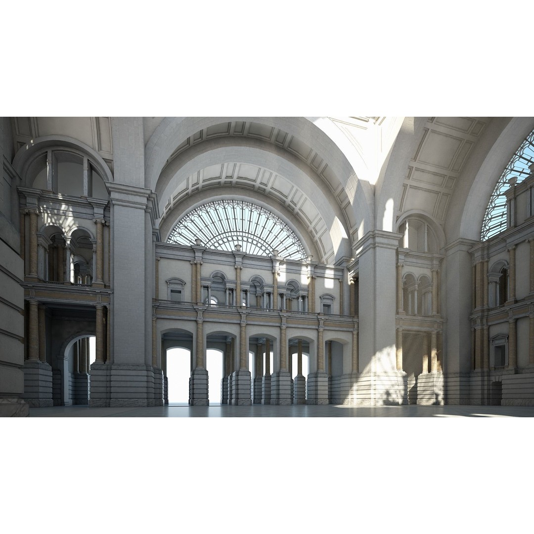 Great Hall 3D Model – Classical Interior with Detailed Textures, FBX, OBJ - View 3