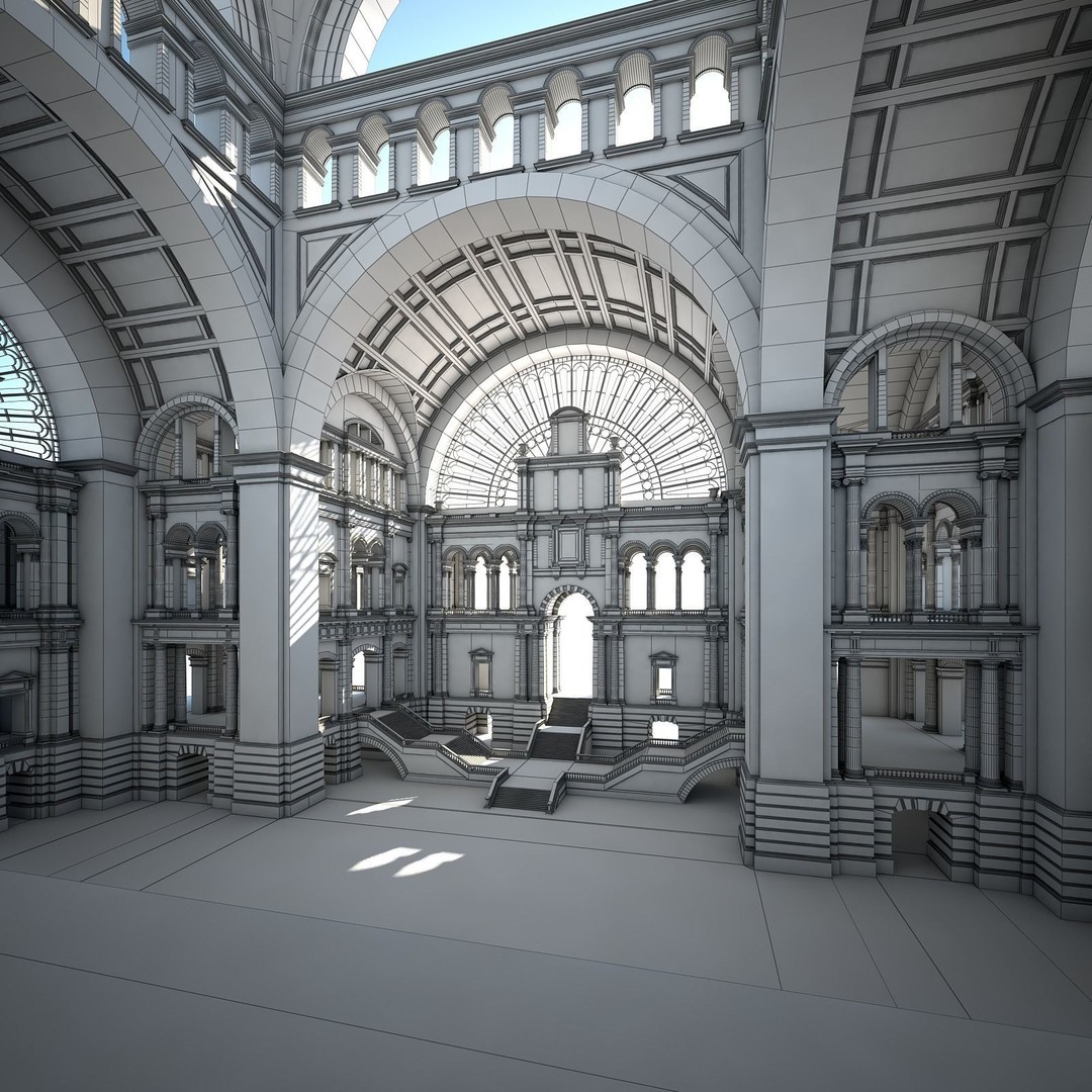 Great Hall 3D Model – Classical Interior with Detailed Textures, FBX, OBJ - View 35