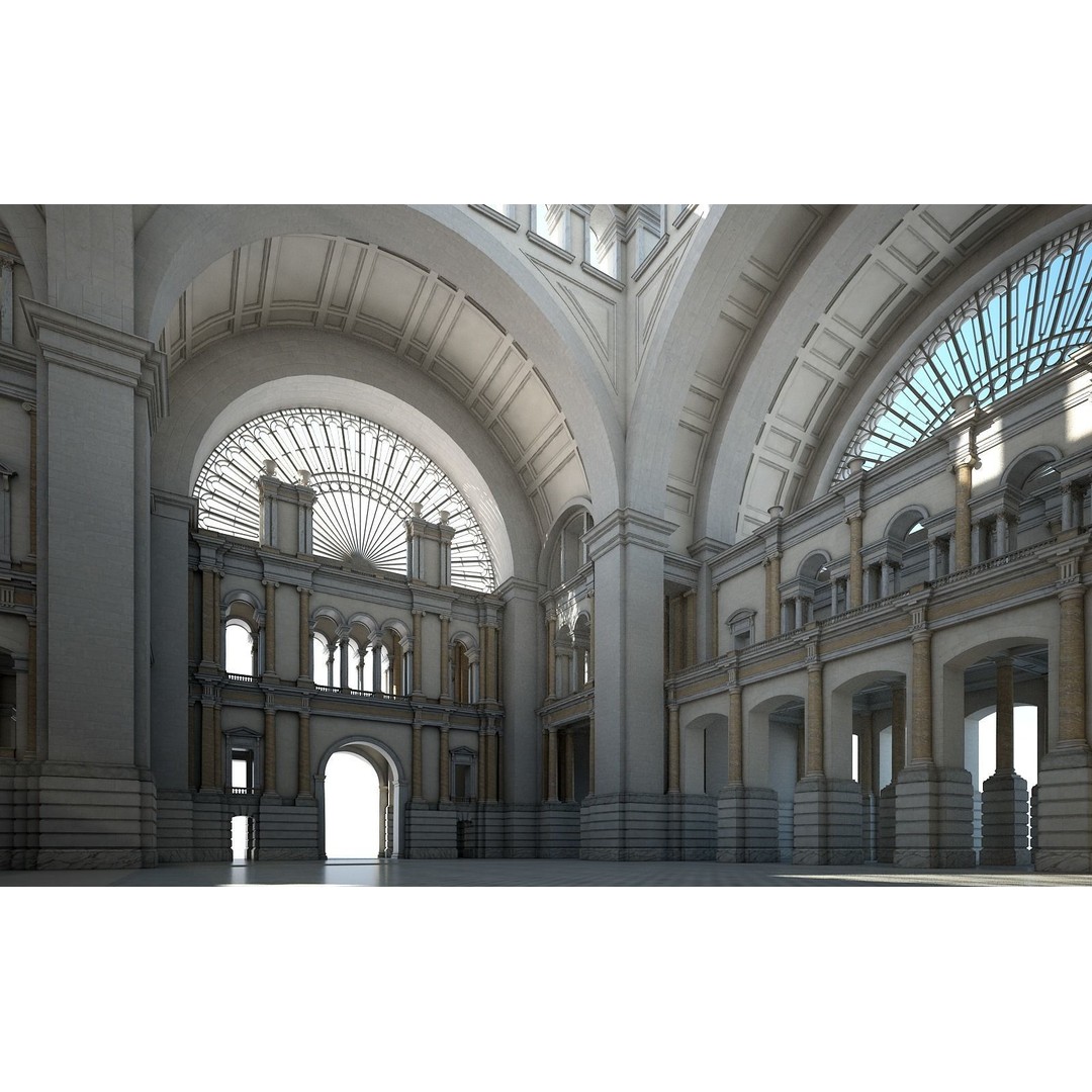 Great Hall 3D Model – Classical Interior with Detailed Textures, FBX, OBJ - View 4