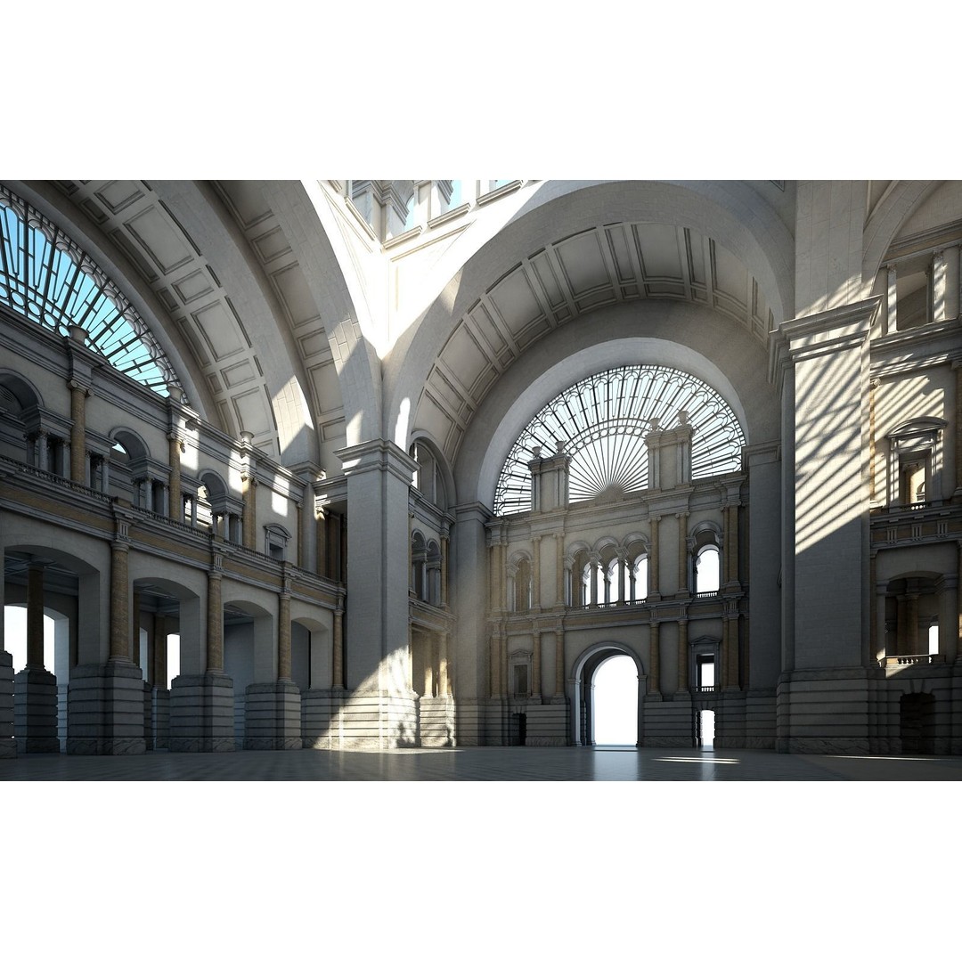 Great Hall 3D Model – Classical Interior with Detailed Textures, FBX, OBJ - View 5