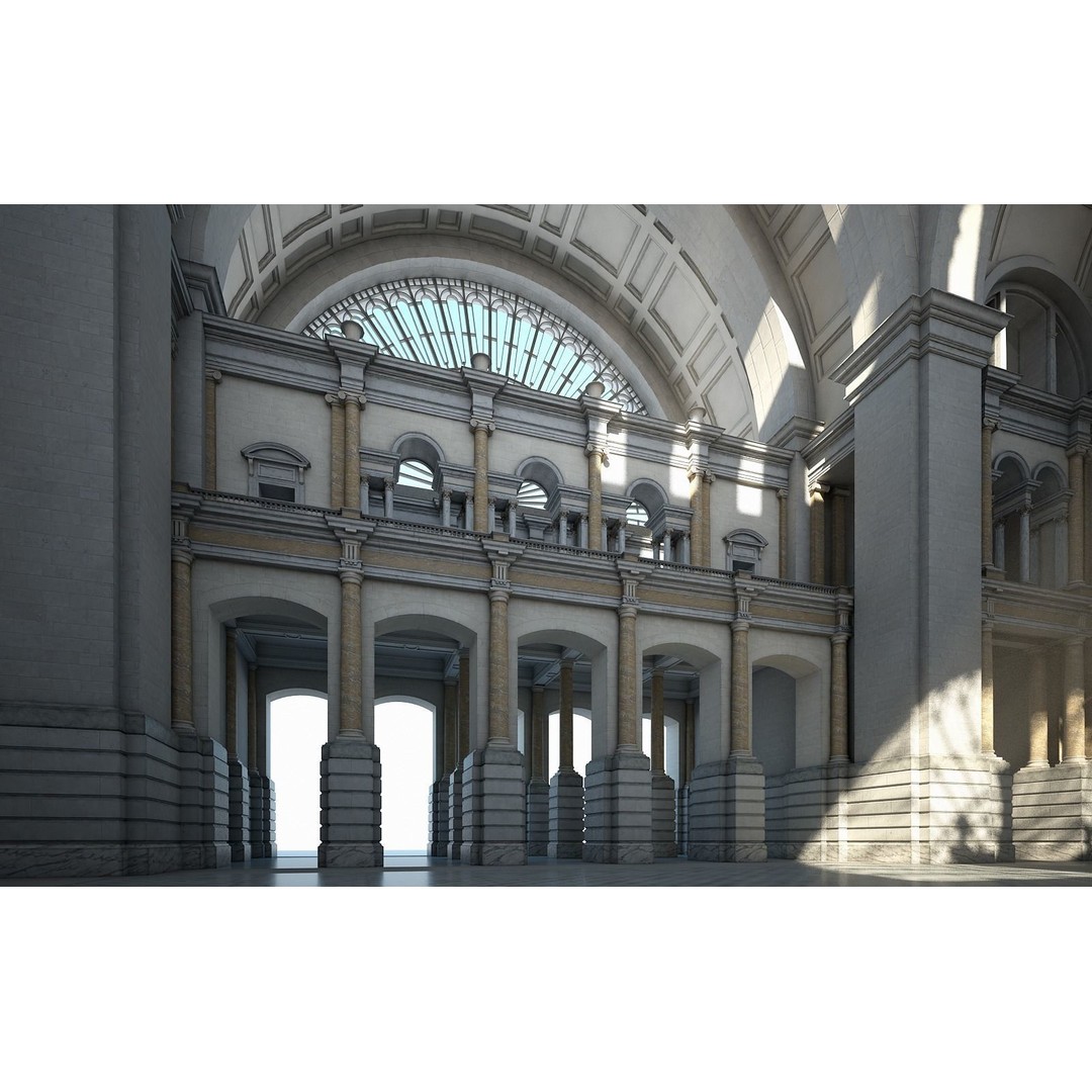 Great Hall 3D Model – Classical Interior with Detailed Textures, FBX, OBJ - View 7