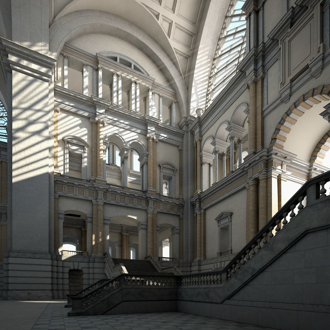 Great Hall 3D Model – Classical Interior with Detailed Textures, FBX, OBJ - View 9
