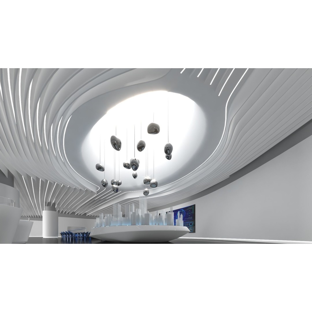 Futuristic Exhibition Room 3D Model – Contemporary Architectural Showroom, FBX, OBJ, Blender - View 4
