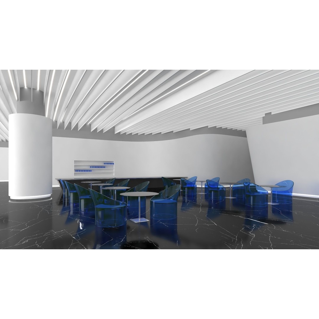 Futuristic Exhibition Room 3D Model – Contemporary Architectural Showroom, FBX, OBJ, Blender - View 5