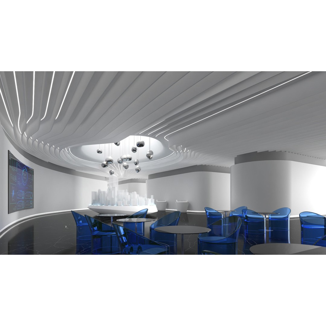 Futuristic Exhibition Room 3D Model – Contemporary Architectural Showroom, FBX, OBJ, Blender - View 6