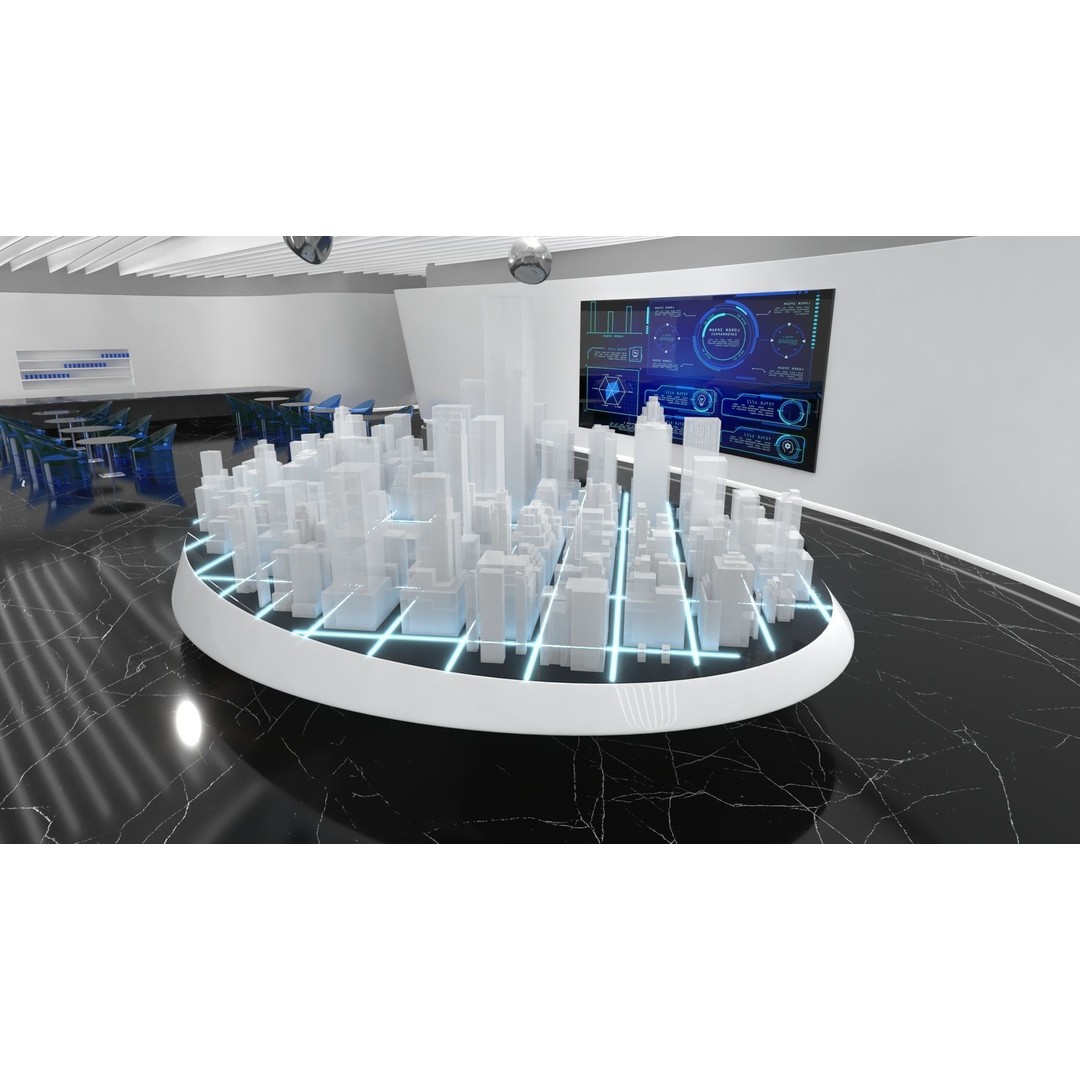 Futuristic Exhibition Room 3D Model – Contemporary Architectural Showroom, FBX, OBJ, Blender - View 7