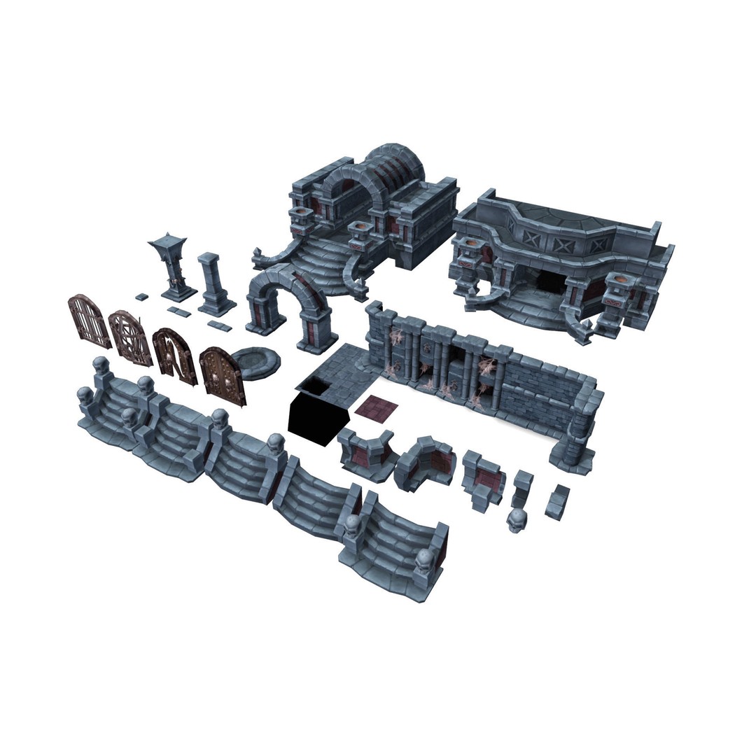 Dungeon Starter Set 3D Model – Low Poly Hand Painted Game Asset, FBX - View 14
