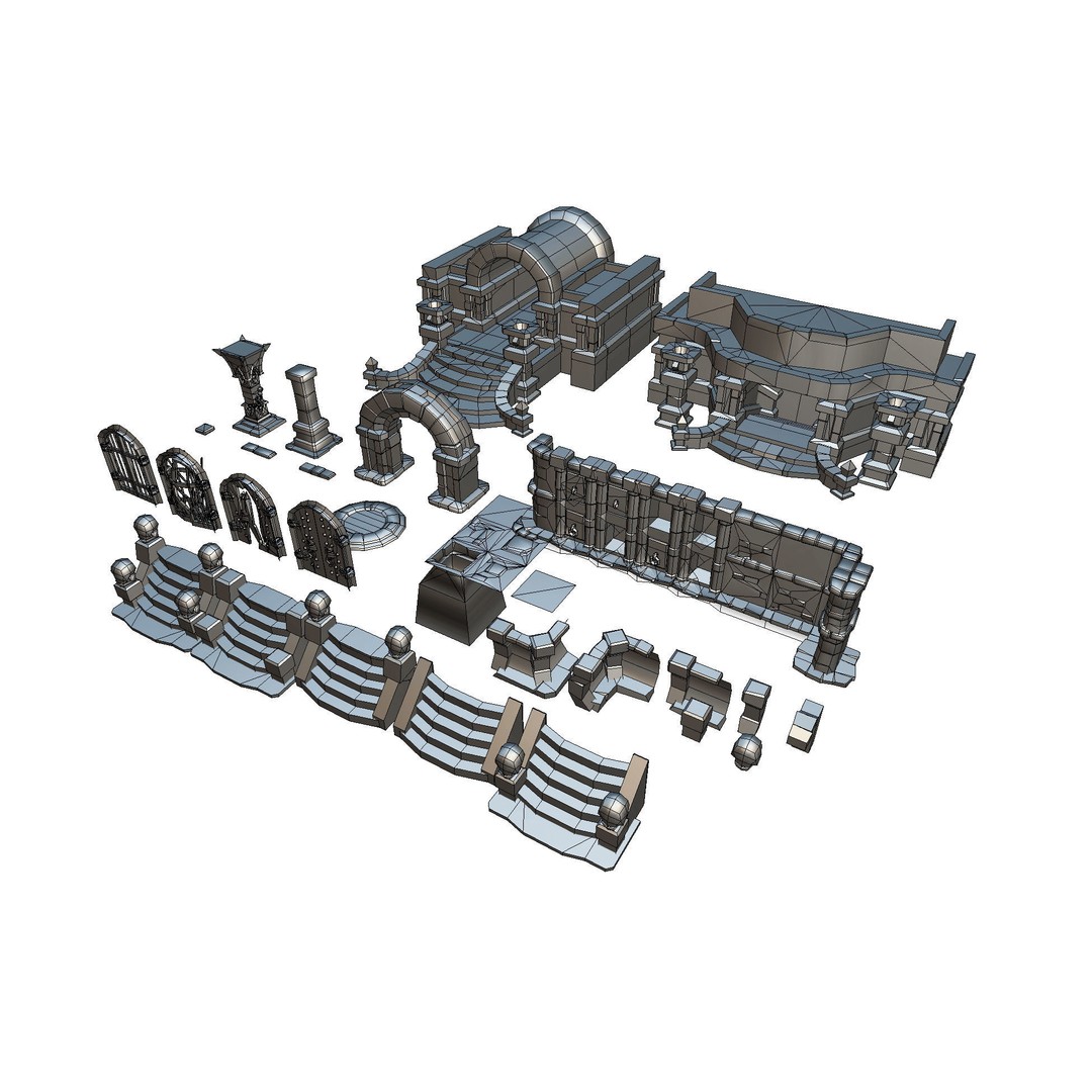Dungeon Starter Set 3D Model – Low Poly Hand Painted Game Asset, FBX - View 15