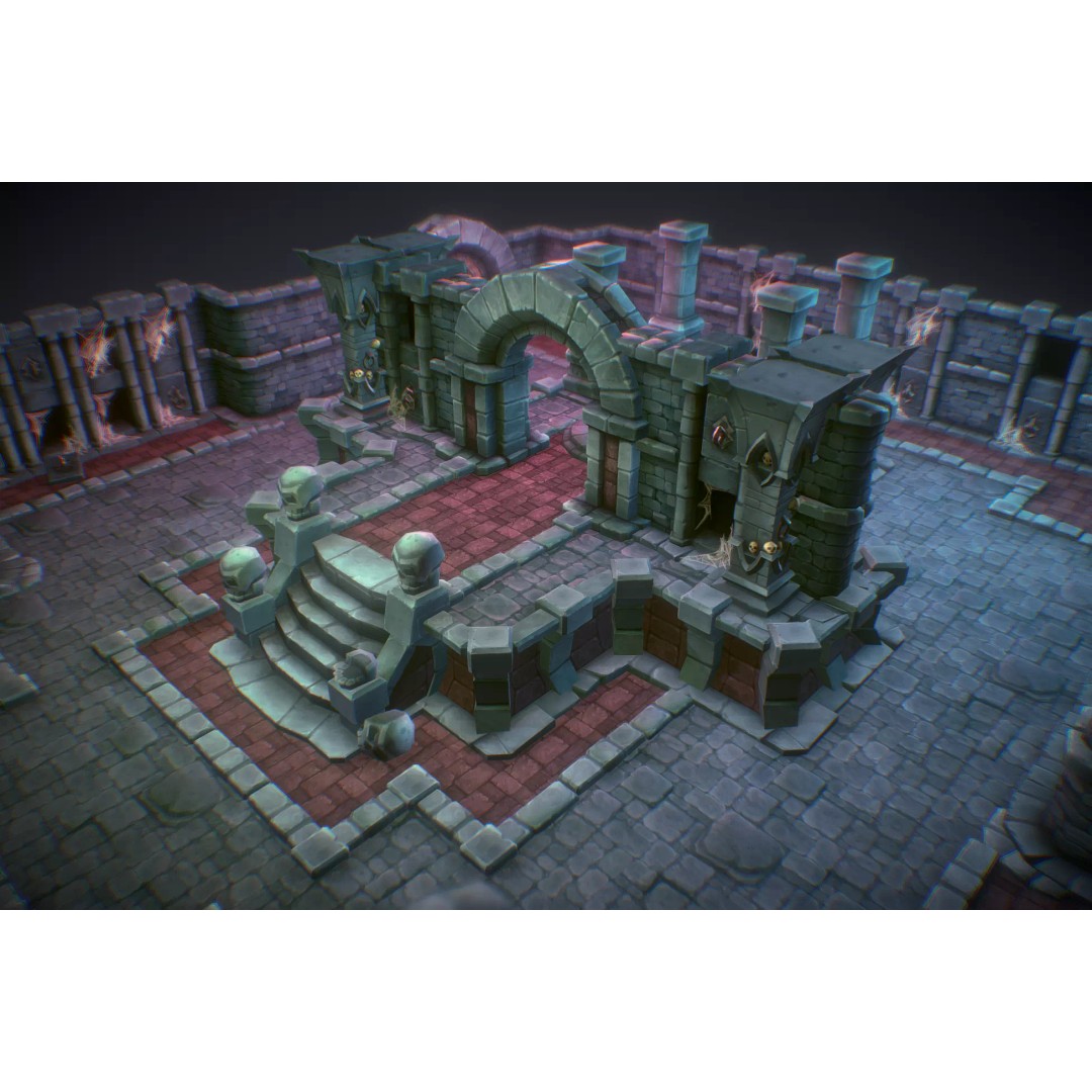 Dungeon Starter Set 3D Model – Low Poly Hand Painted Game Asset, FBX - View 2