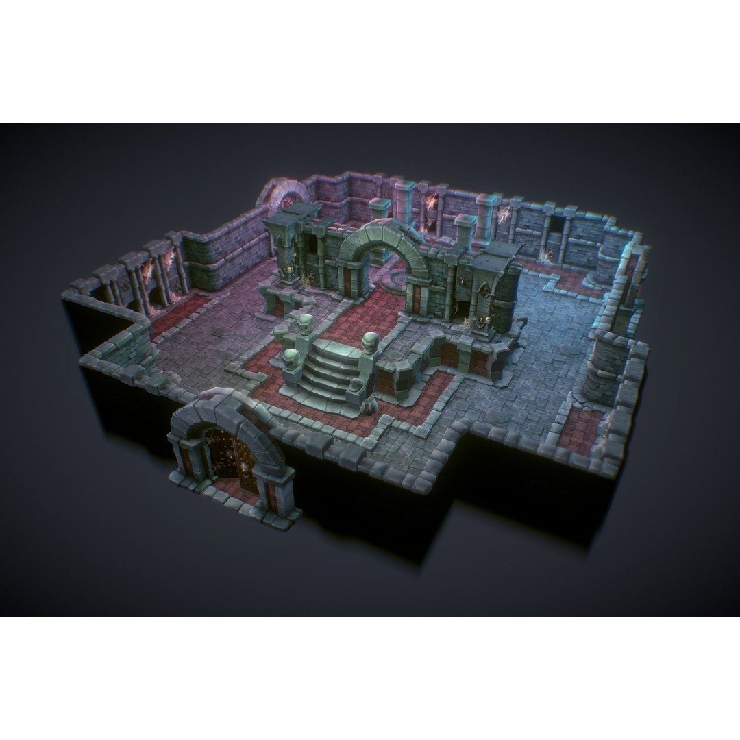 Dungeon Starter Set 3D Model – Low Poly Hand Painted Game Asset, FBX - View 3