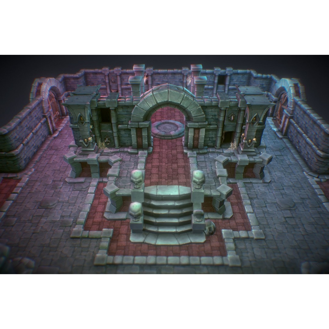 Dungeon Starter Set 3D Model – Low Poly Hand Painted Game Asset, FBX - View 4