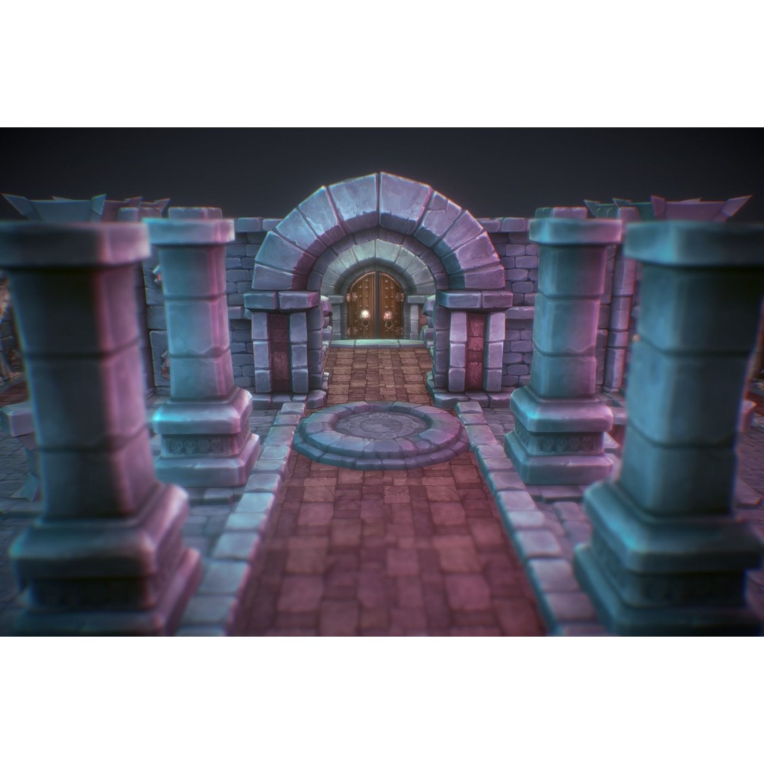Dungeon Starter Set 3D Model – Low Poly Hand Painted Game Asset, FBX - View 5
