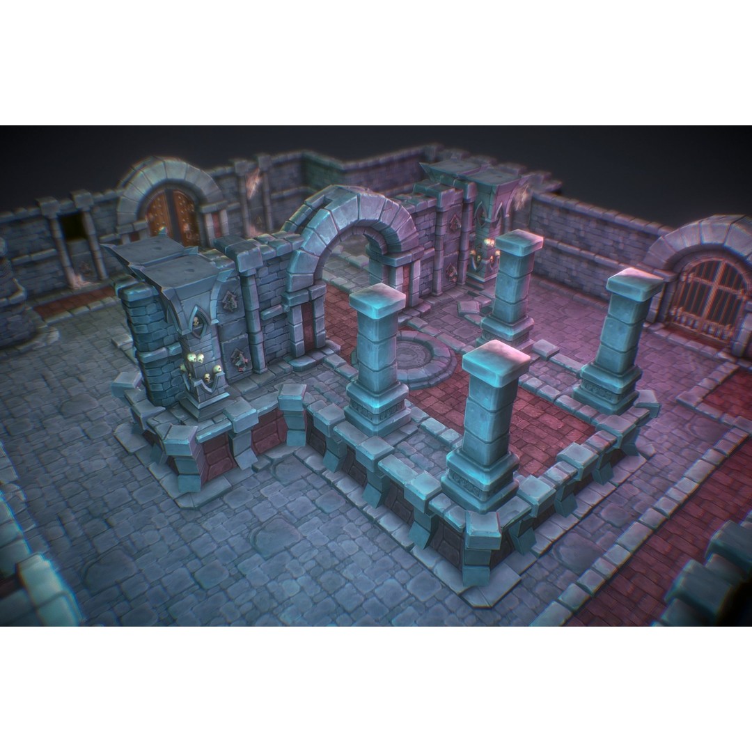 Dungeon Starter Set 3D Model – Low Poly Hand Painted Game Asset, FBX - View 6