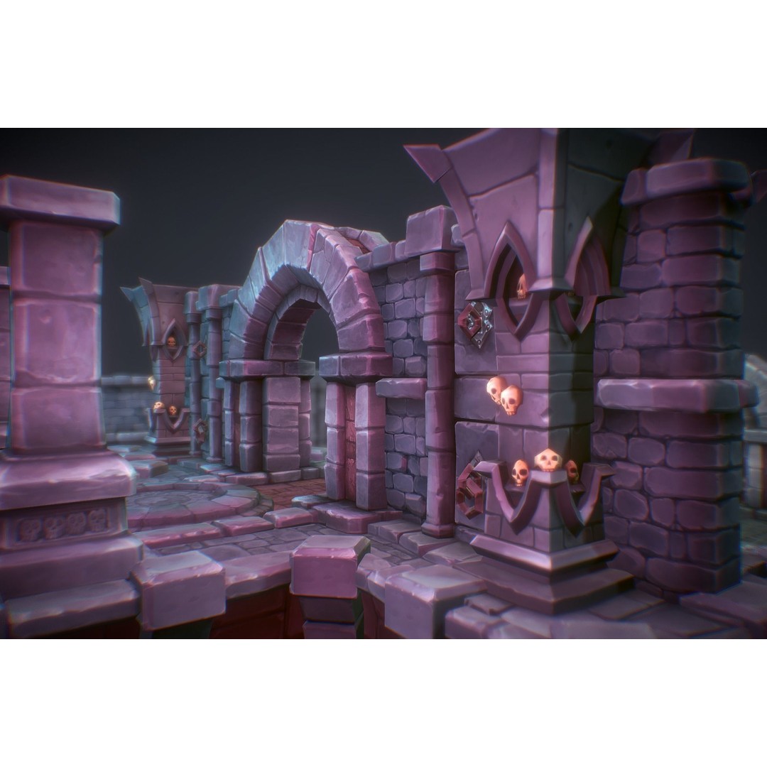 Dungeon Starter Set 3D Model – Low Poly Hand Painted Game Asset, FBX - View 7