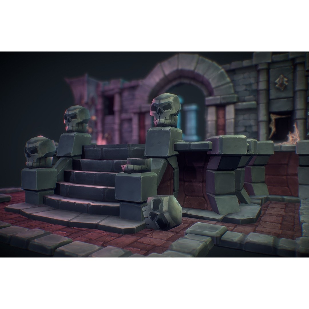 Dungeon Starter Set 3D Model – Low Poly Hand Painted Game Asset, FBX - View 8